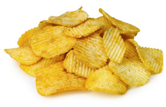 Potato chips isolated on white background