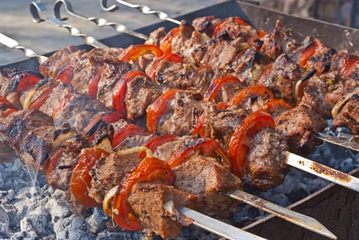 Barbecue is close up image