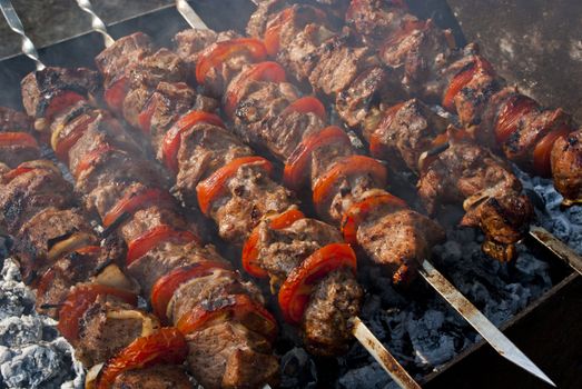Barbecue is close up image