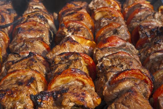 Barbecue is close up image