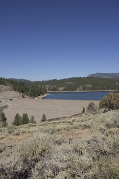 A reservoir in the forest. Frenchmans Lake in California