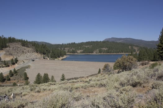 A reservoir in the forest. Frenchmans Lake in California