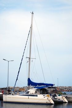 Greece port with luxury yacht