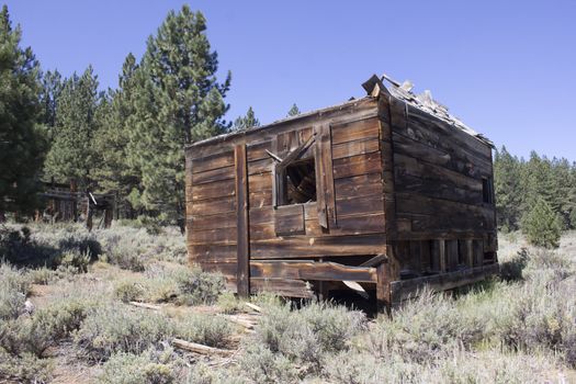 an abandoned western barn in the high sierras