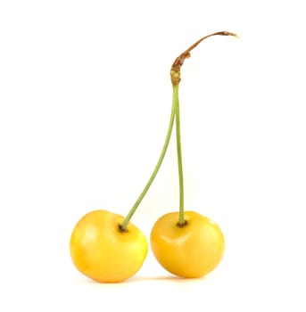 yellow cherry �n a white background