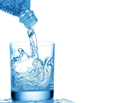 Mineral water on a white background                               