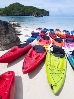 Kayaks on the tropical beach, Samui island, Thailand