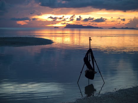 Tripod Silhouette At Sunrise