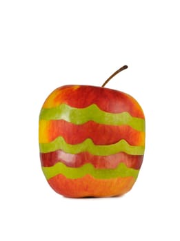 sliced red and green apple isolated on white
