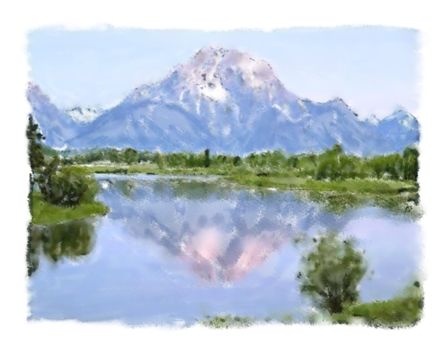 water color  - a mountain landscape