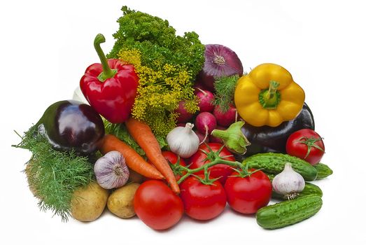 Group of vegetables isolated over white