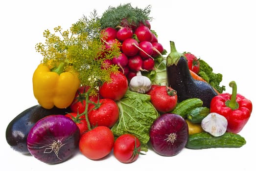 Group of vegetables isolated over white