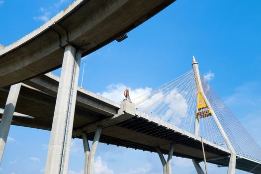 Bhumibol Bridge in Thailand,The bridge crosses the Chao Phraya River twice. (public transportation bridge no trademark)