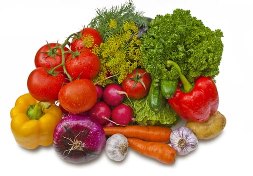Group of vegetables isolated over white