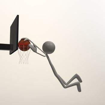 a figure is doing a slam dunk