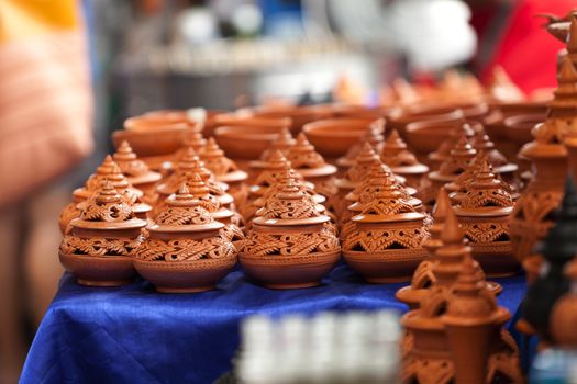 Earthenware handmade old clay pots in Bangkok, Thailand.