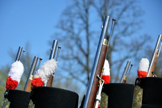 Top of marching soldiers