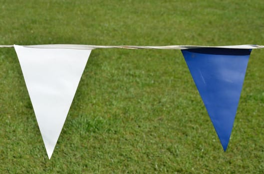 Blue and White Triangular Flags