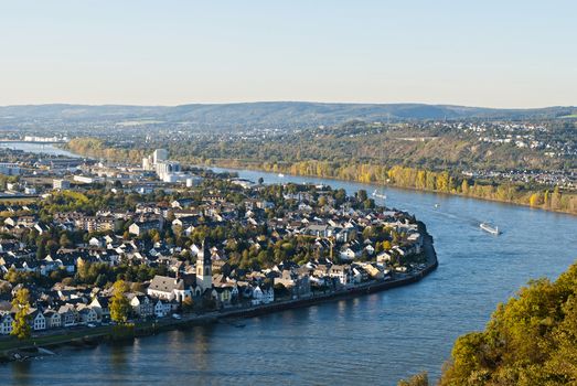 Koblenz (also Coblenz in English and Coblence in English and French), German city in Rhineland-Palatinate, situated on both banks of the Rhine at its confluence with the Moselle.