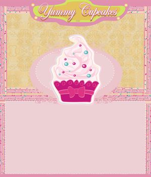 Pink and white cupcake