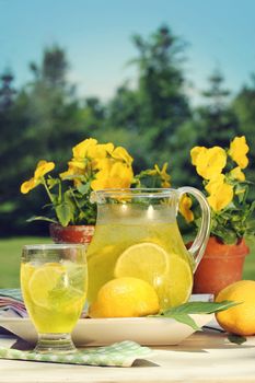 Fresh lemonade on a hot summer day