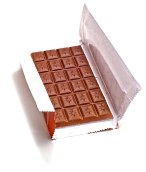 Chocolate in a opened wrapper.