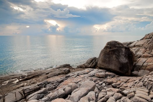 Thai island of Koh Samui. The rocks on the beach