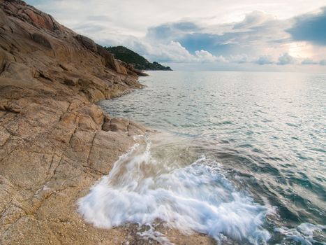 Thai island of Koh Samui. The rocks on the beach