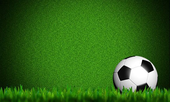 football in green grass on white background