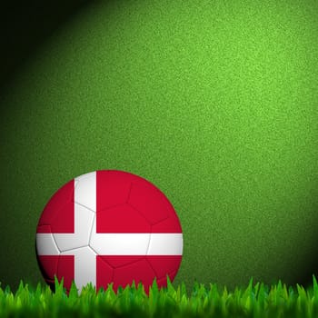 3D Football Denmark Flag Patter in green grass