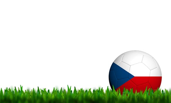 3D Football Czech Flag Patter in green grass on white background