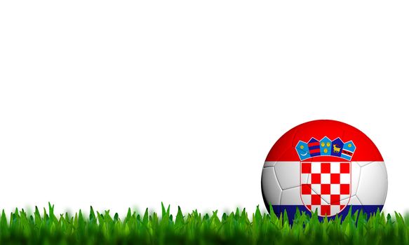 3D Football Croatia Flag Patter in green grass on white background