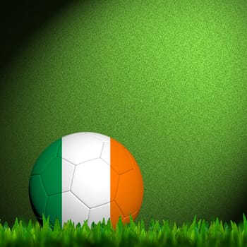 3D Football Ireland Flag Patter in green grass