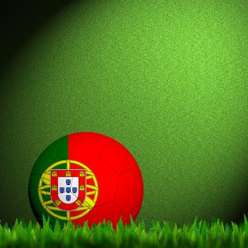 3D Football Portugal  Flag Patter in green grass 