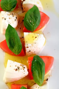 Italian food mozzarella cheese and tomatoes caprese