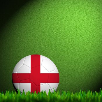 3D Football England Flag Patter in green grass 