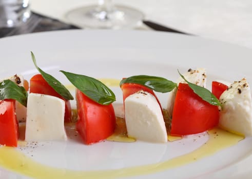 Italian food mozzarella cheese and tomatoes caprese