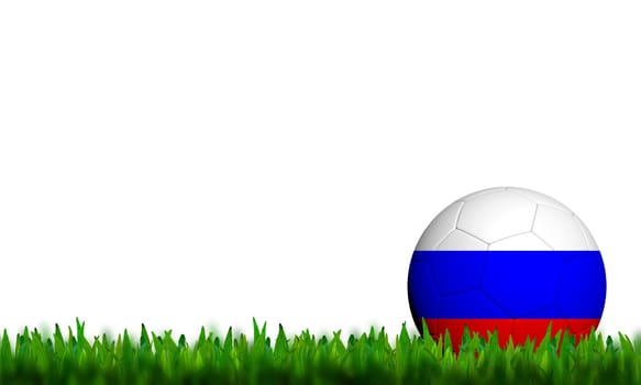 3D Football Russia Flag Patter in green grass on white background