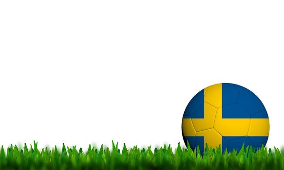 3D Football Sweden Flag Patter in green grass on white background