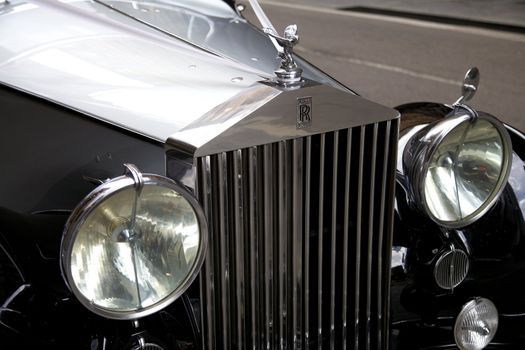 Classic White Rolls Royce With the Famous Flying Lady Emblem Mascot
