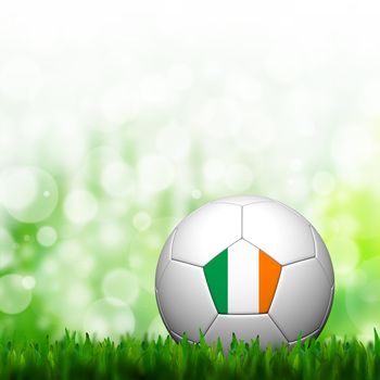 3D Football Ireland Flag Patter in green grass and background