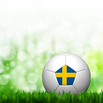 3D Football Sweden Flag Patter in green grass and background