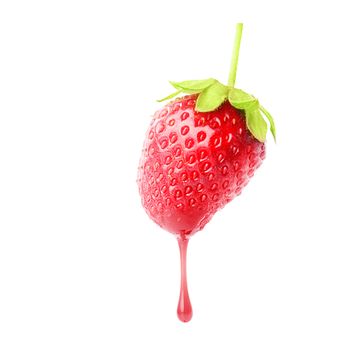 A making strawberry syrup concept on white