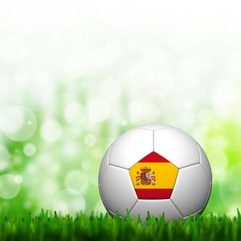 3D Football Spain Flag Patter in green grass and background