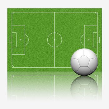 3D soccer football with reflect on white background