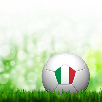 3D Football Italy Flag Patter in green grass and background