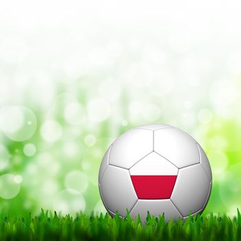 3D Football Poland Flag Patter in green grass and background