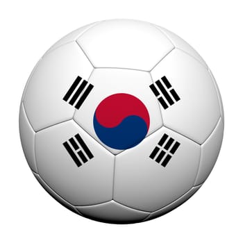Korea Flag Pattern 3d rendering of a soccer ball 