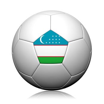 Uzbekistan Flag Pattern 3d rendering of a soccer ball