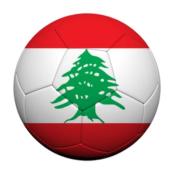 Lebanon Flag Pattern 3d rendering of a soccer ball 